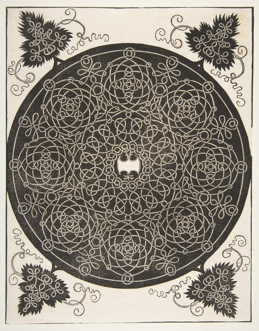 El Tercer Nudo. Rondel Entrelazado con Ocho Guirnaldas y un Escudo Festoneado, antes de 1521 de Albrecht Dürer