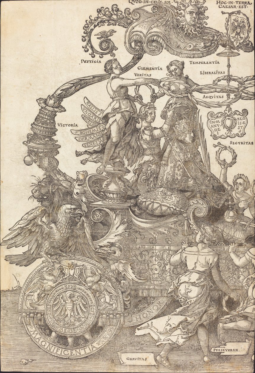 El carro triunfal de Maximiliano I (El gran carro triunfal) [plato 1 de 8] de Albrecht Dürer