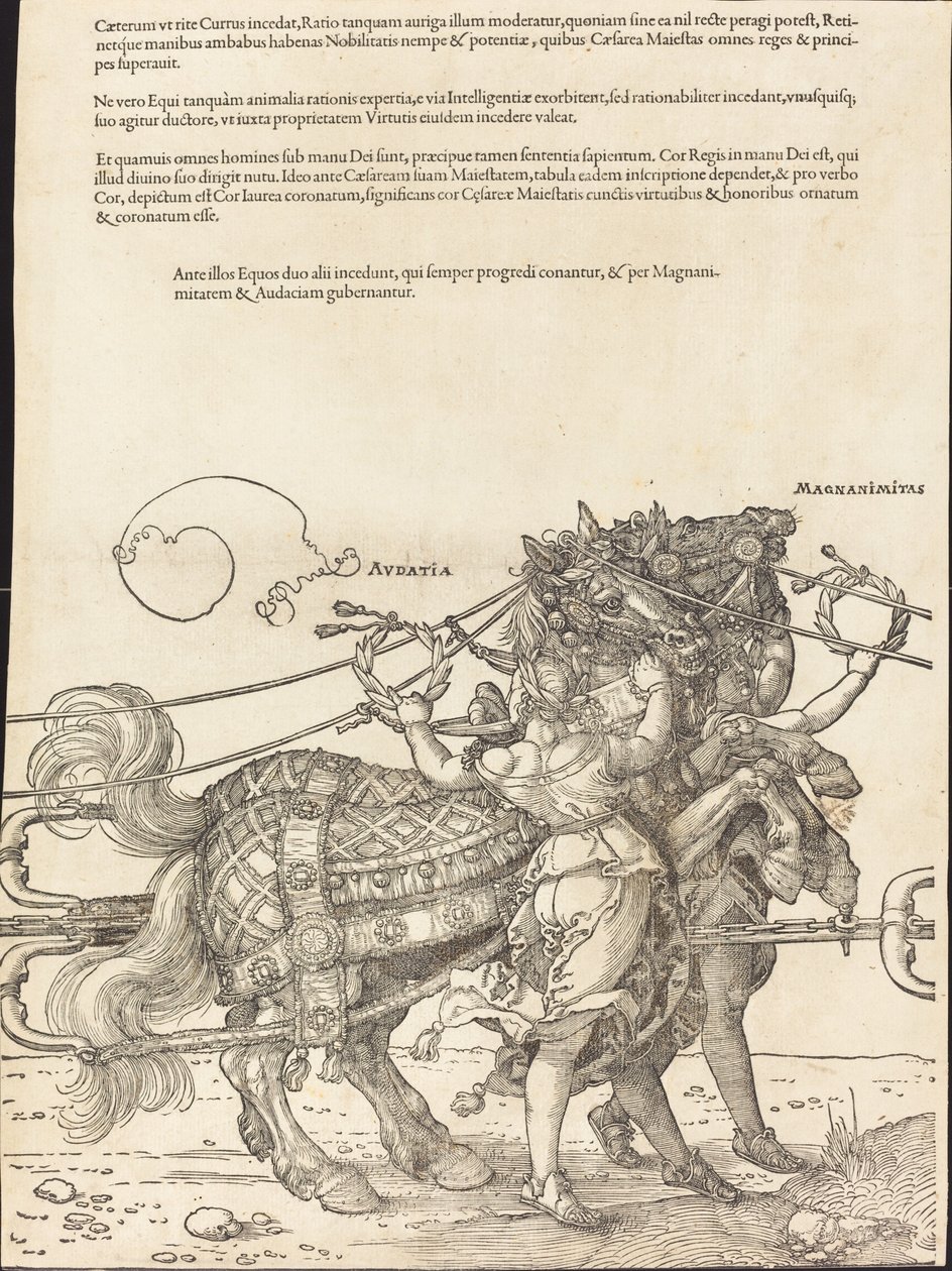 El carro triunfal de Maximiliano I (El gran carro triunfal) [placa 7 de 8] de Albrecht Dürer