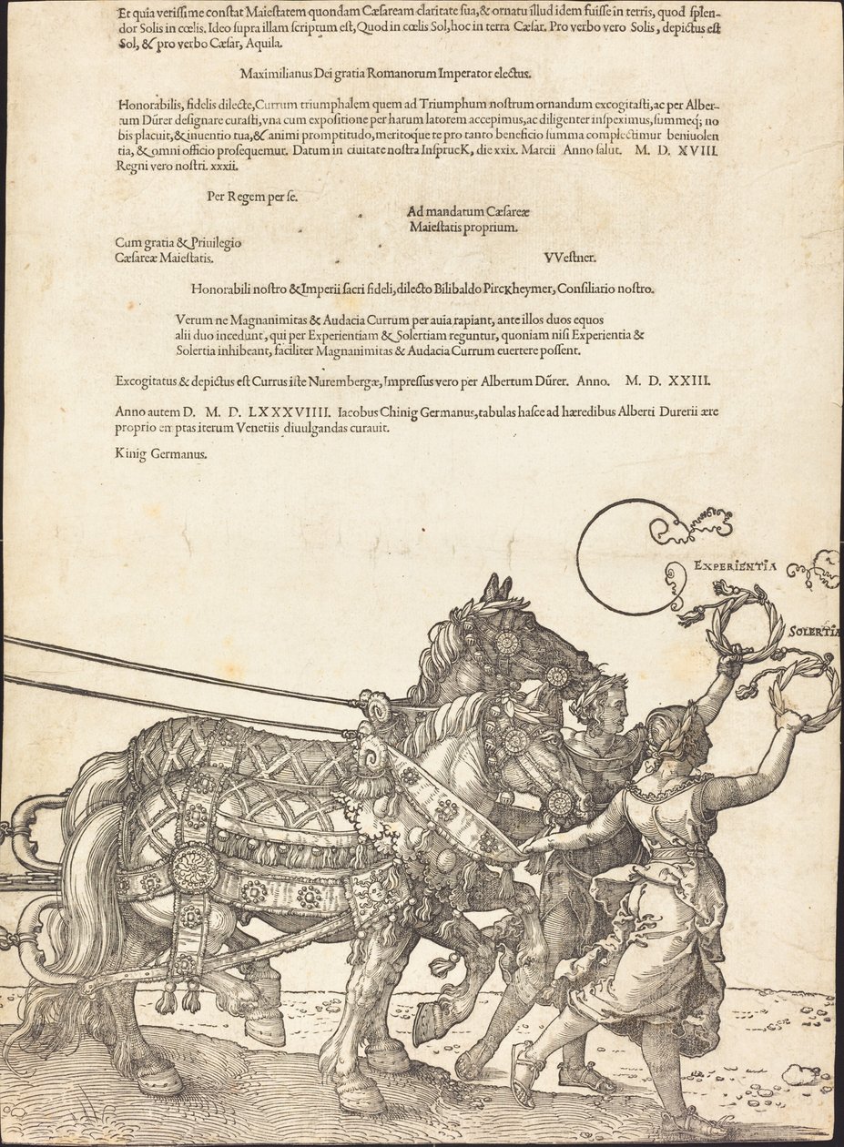 El carro triunfal de Maximiliano I (El gran carro triunfal) [placa 8 de 8] de Albrecht Dürer