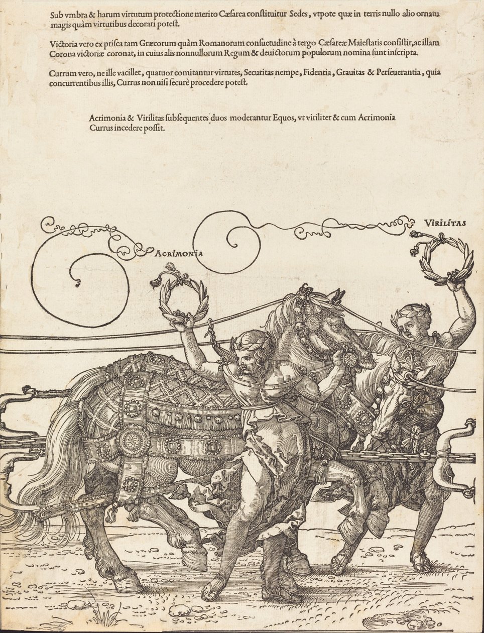 El carro triunfal de Maximiliano I El gran carro triunfal [placa 6 de 8], 1523 ed. latina de Albrecht Dürer