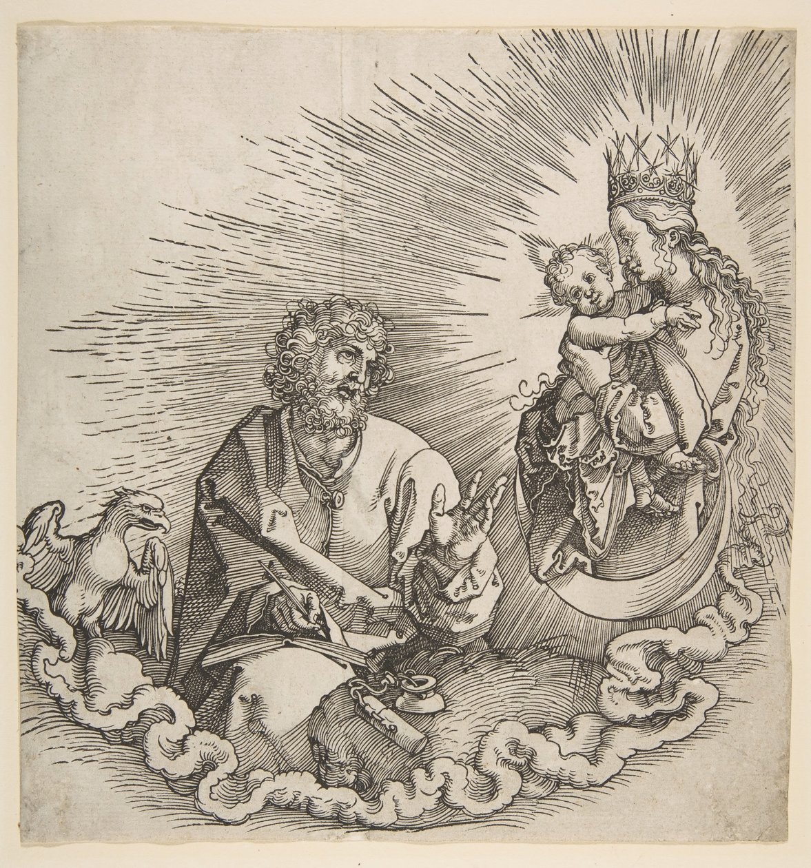 La Virgen apareciendo a San Juan, Frontispicio del Apocalipsis, 1511 de Albrecht Dürer