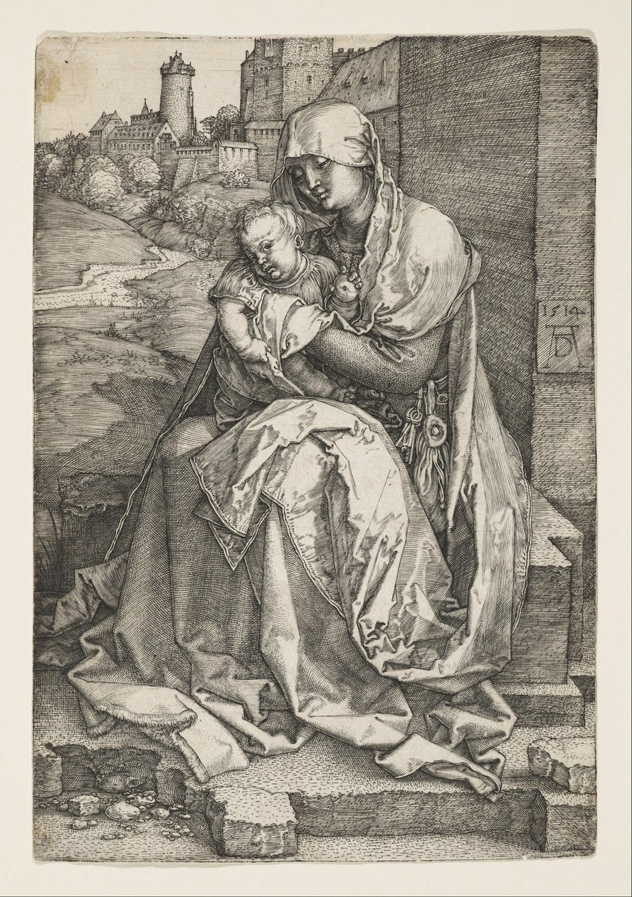 La Virgen sentada junto a un muro de Albrecht Dürer