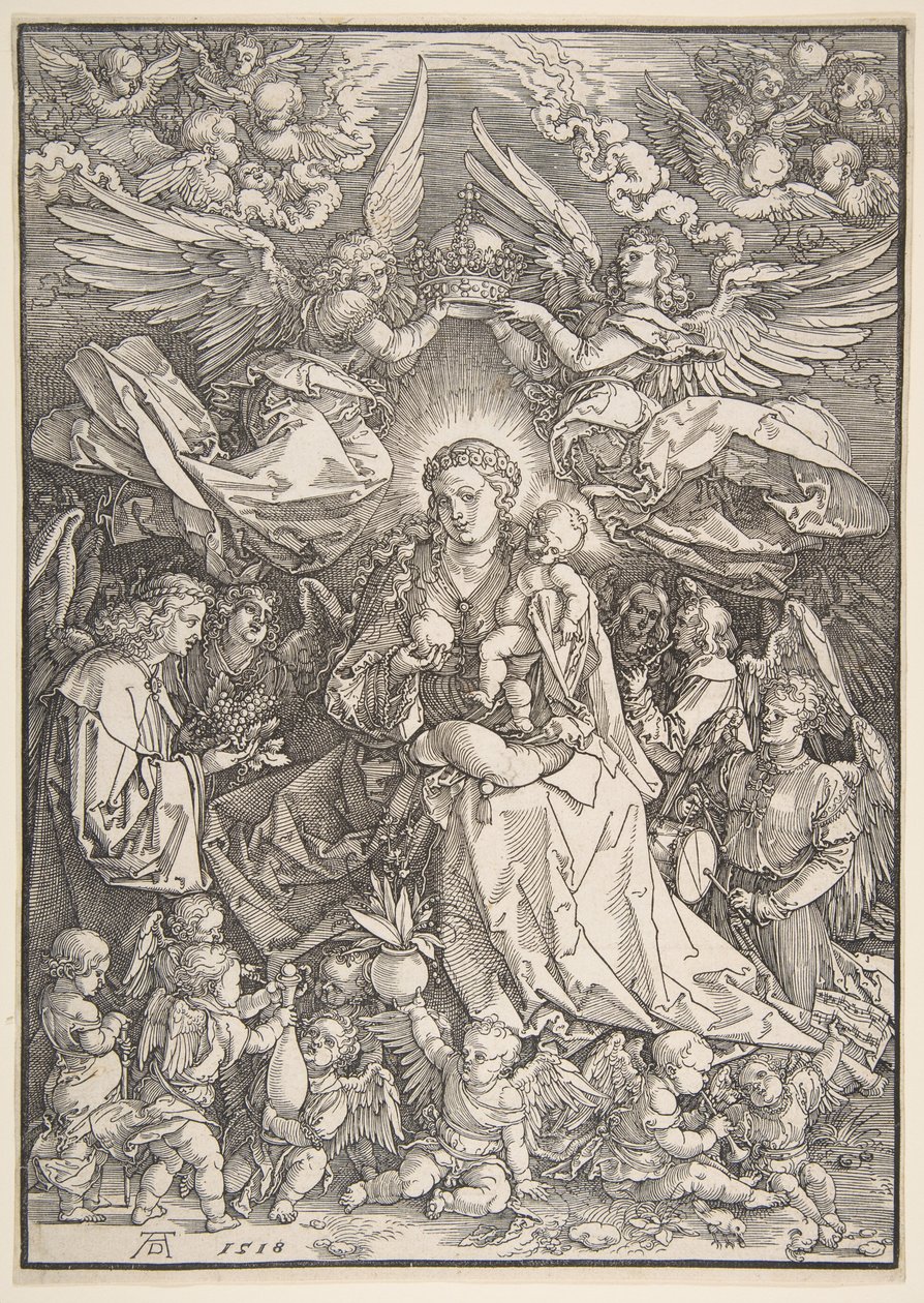 La Virgen rodeada de numerosos ángeles de Albrecht Dürer