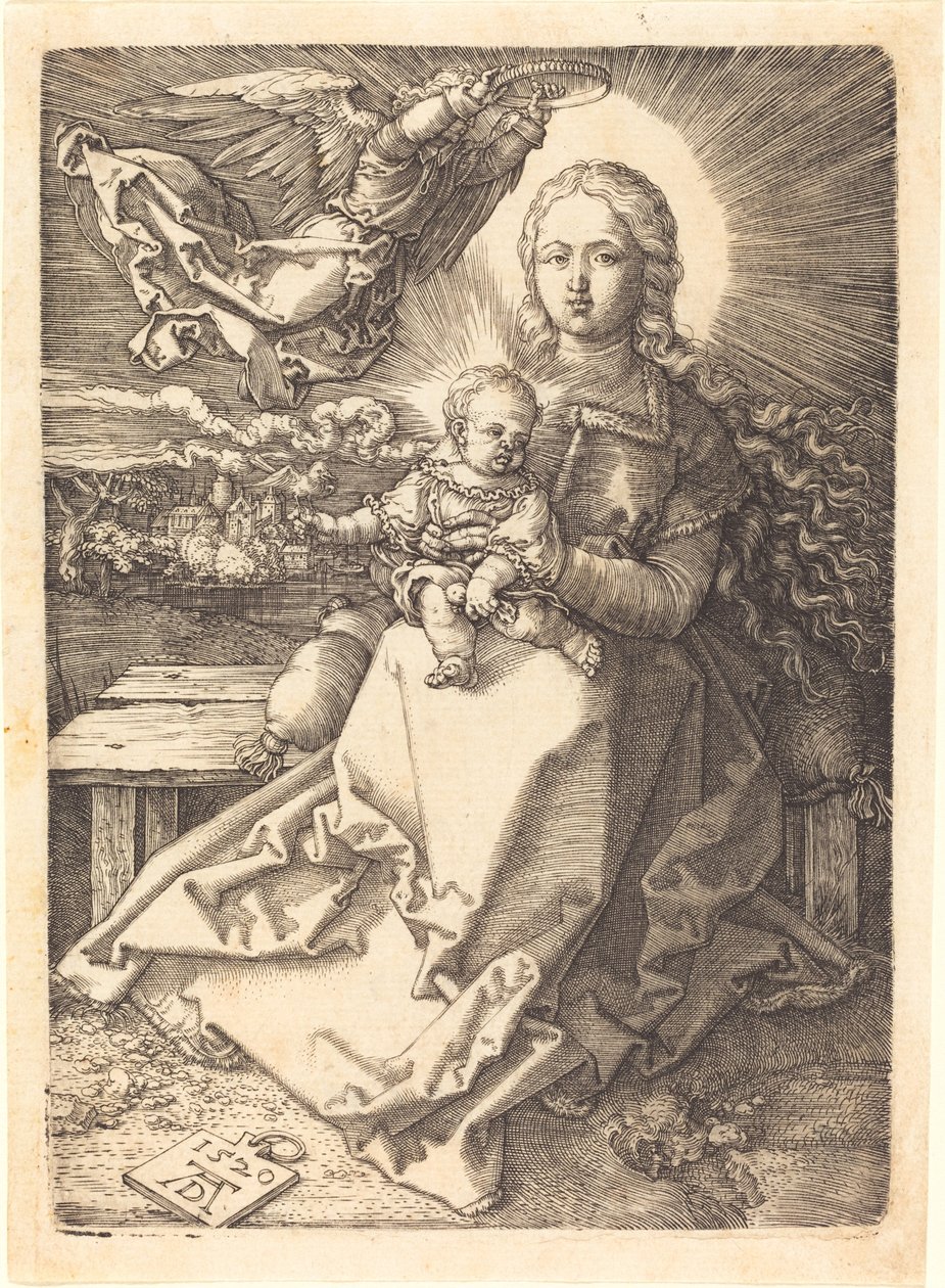 La Virgen y el Niño coronados por un ángel de Albrecht Dürer