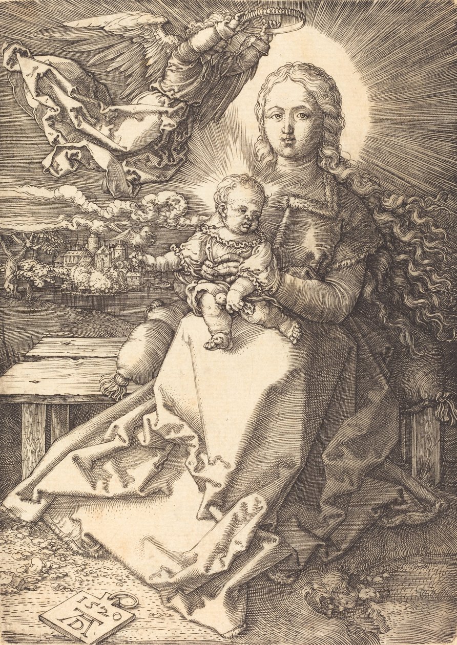 La Virgen y el Niño coronados por un ángel, 1520 de Albrecht Dürer