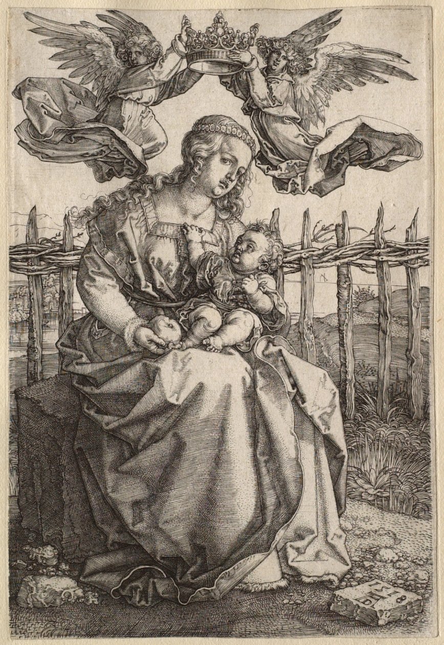 La Virgen y el Niño coronados por dos ángeles de Albrecht Dürer