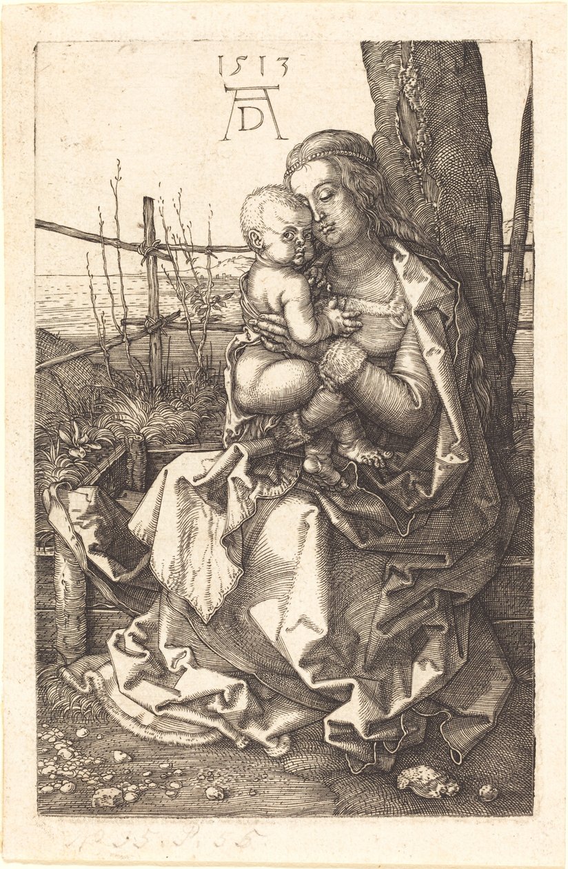La Virgen y el Niño sentados junto a un árbol de Albrecht Dürer