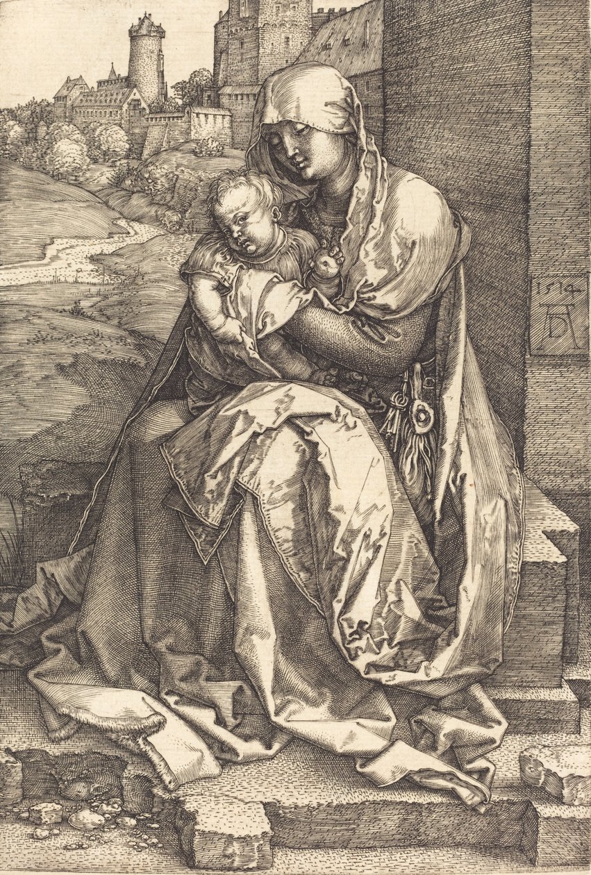 La Virgen y el Niño sentados junto al muro, 1514 de Albrecht Dürer