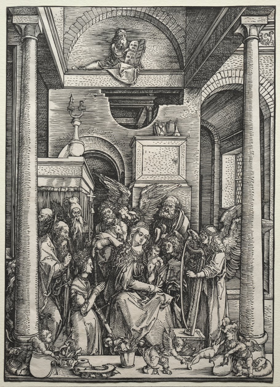 La Virgen y el Niño rodeados de santos y ángeles de Albrecht Dürer