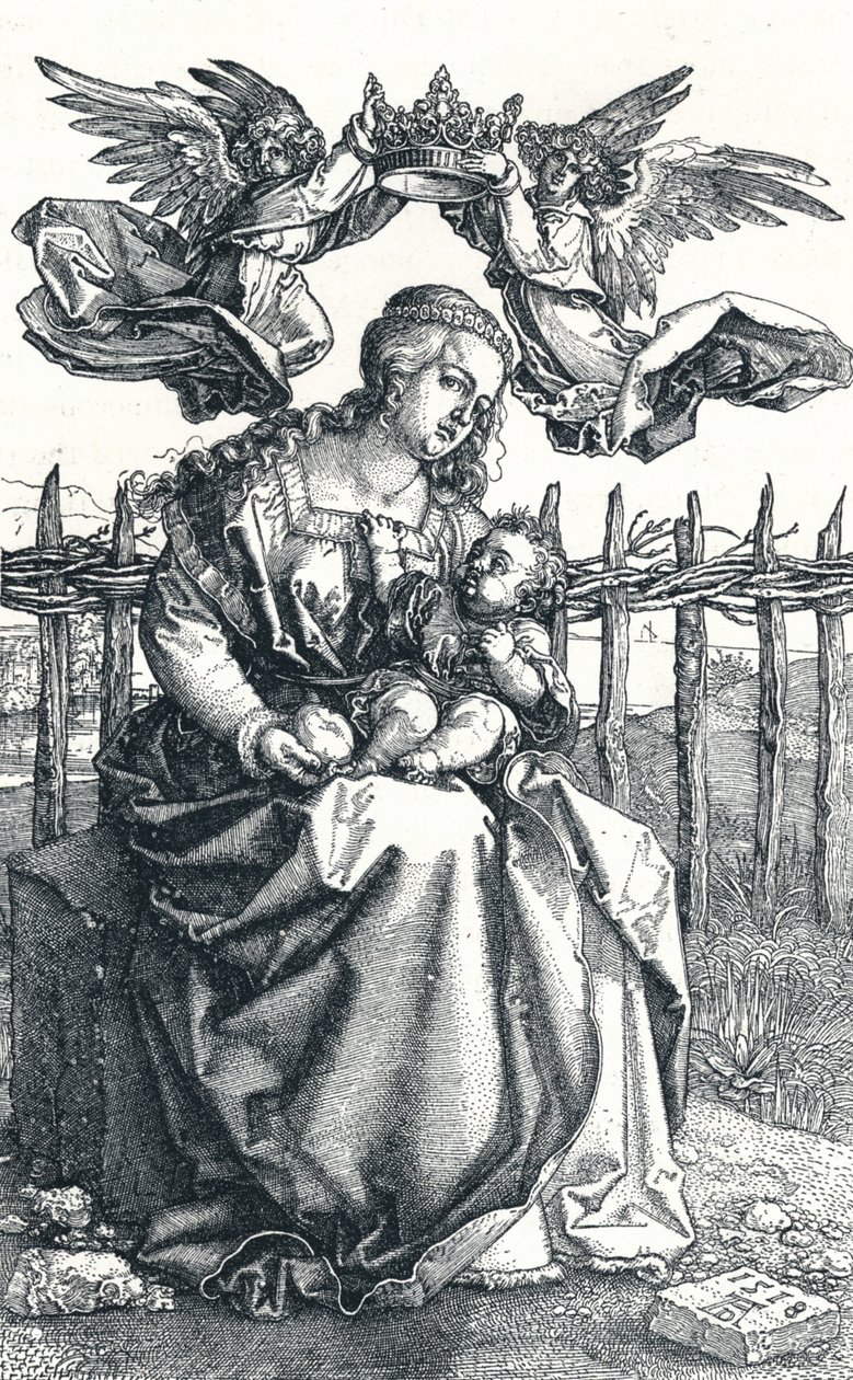 La Virgen y el Niño coronados por dos Ángeles, 1518, 1906 de Albrecht Dürer