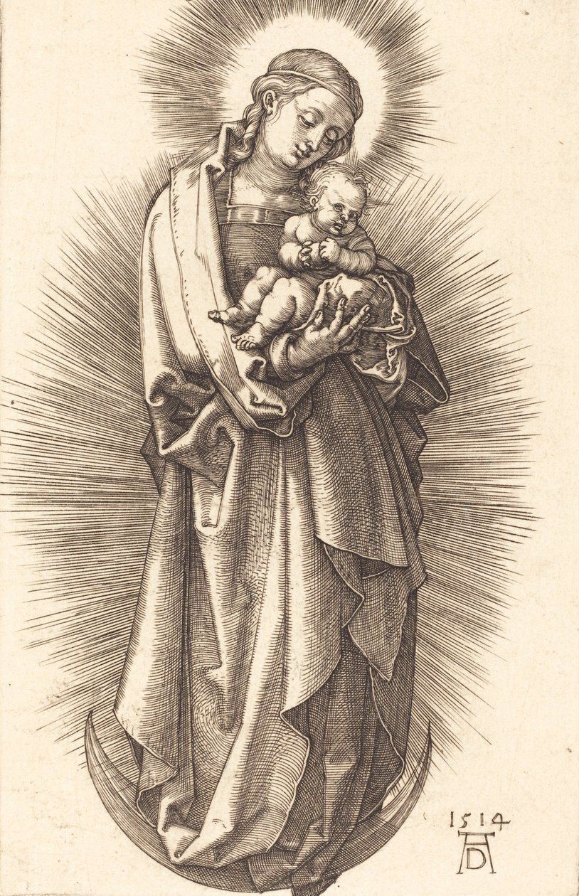 La Virgen y el Niño en una Media Luna con un Diadema, 1514 de Albrecht Dürer