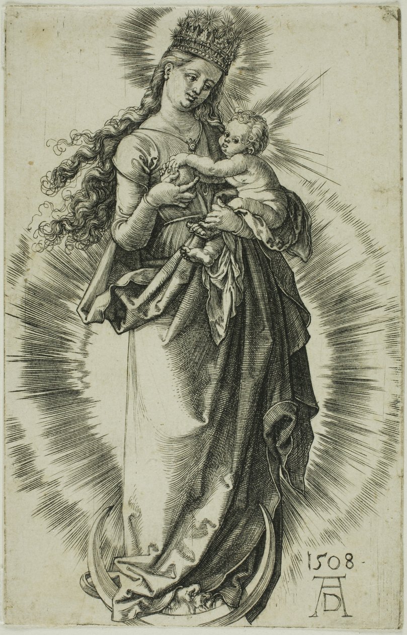 La Virgen en el creciente con una corona de estrellas de Albrecht Dürer