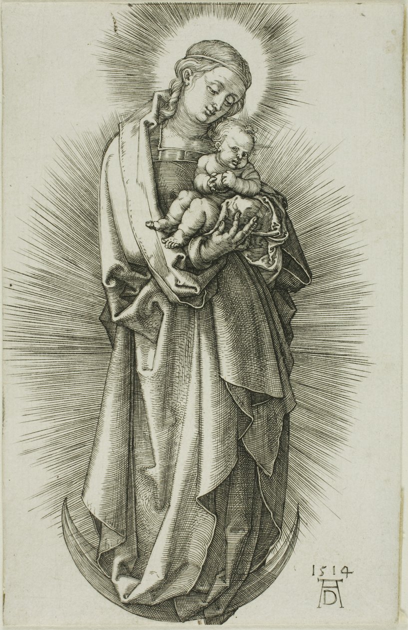 La Virgen en el creciente con un diadema de Albrecht Dürer