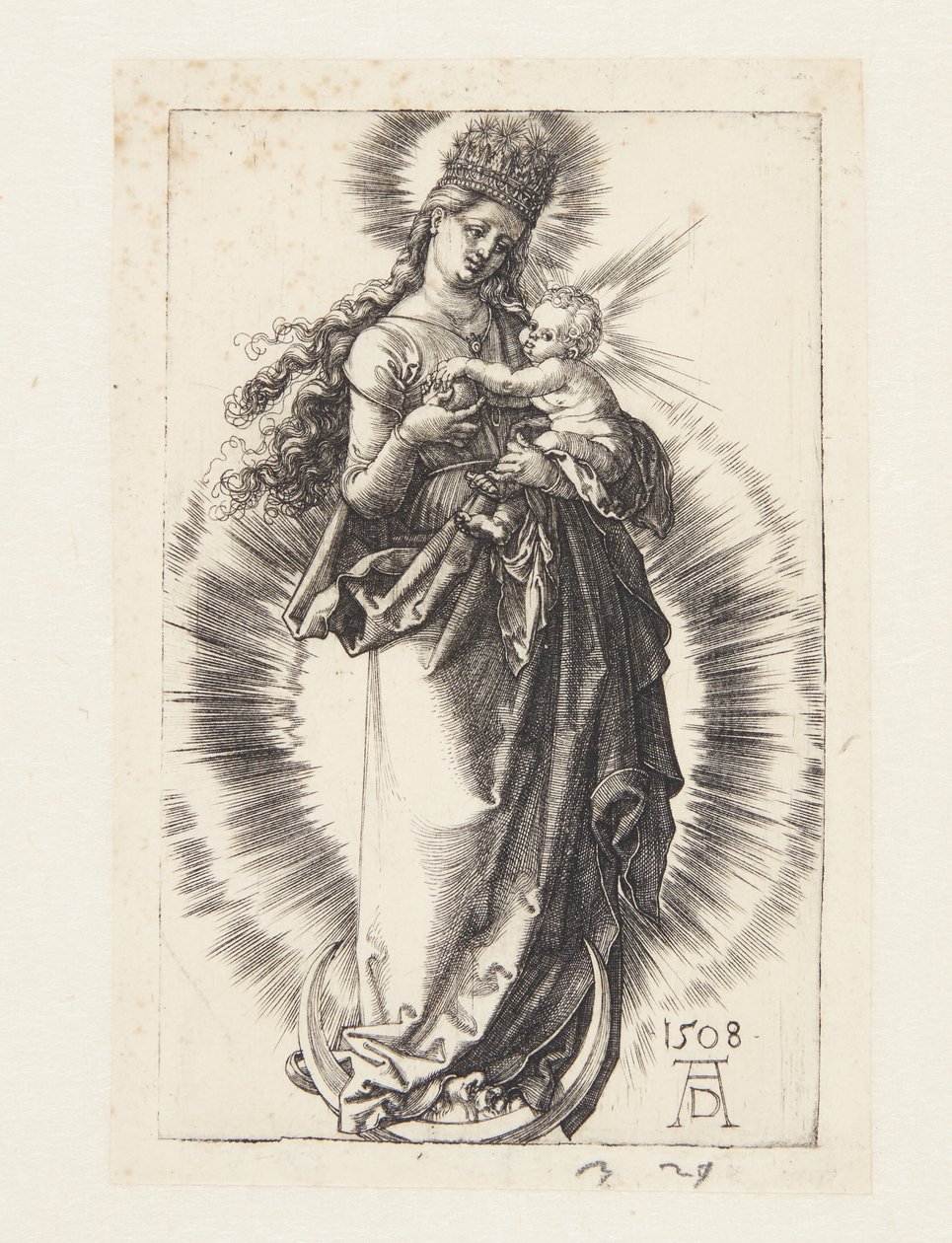 La Virgen en la media luna con una corona de estrellas de Albrecht Dürer