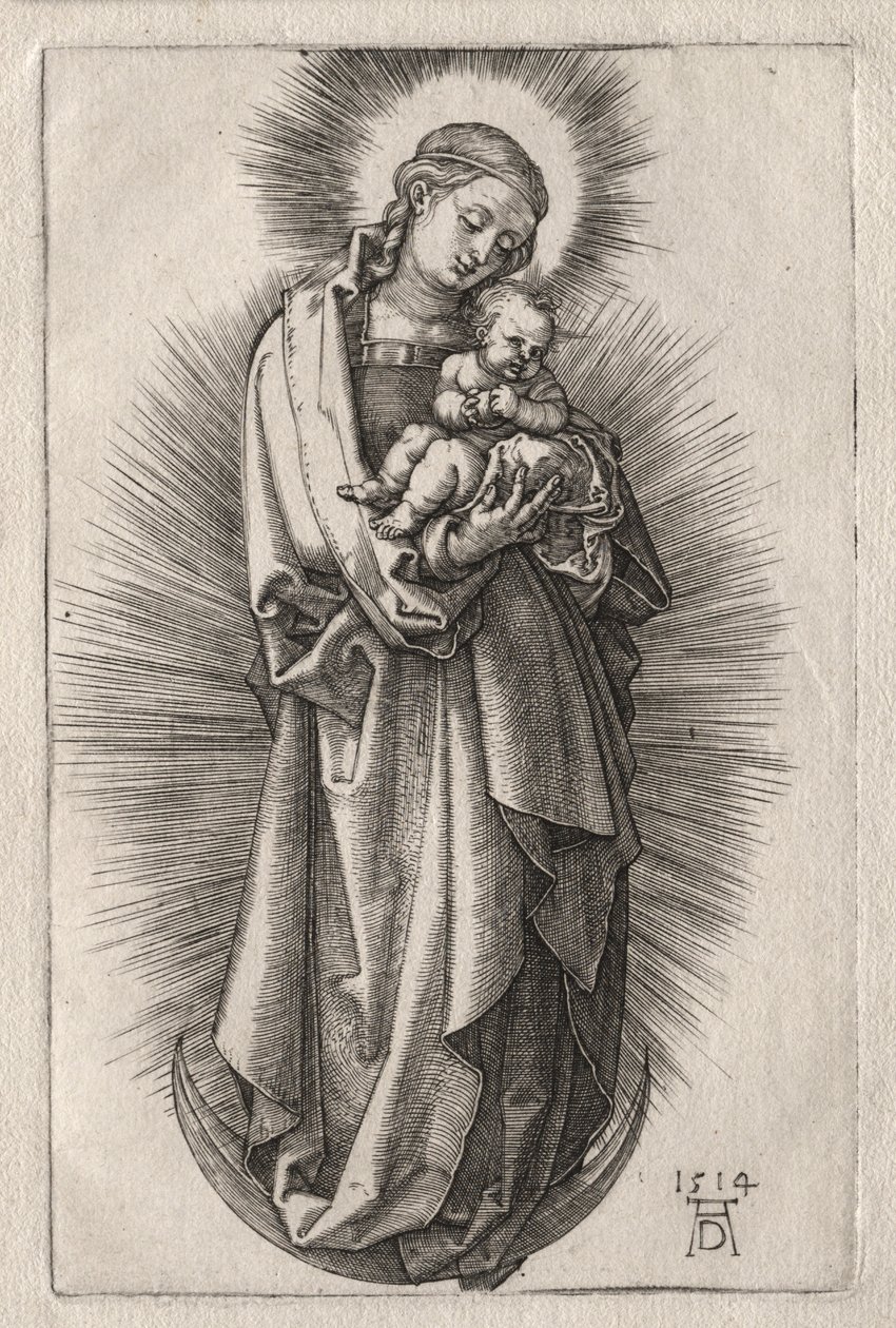 La Virgen con Cinta en el Cabello sobre una Luna Creciente, 1508 de Albrecht Dürer