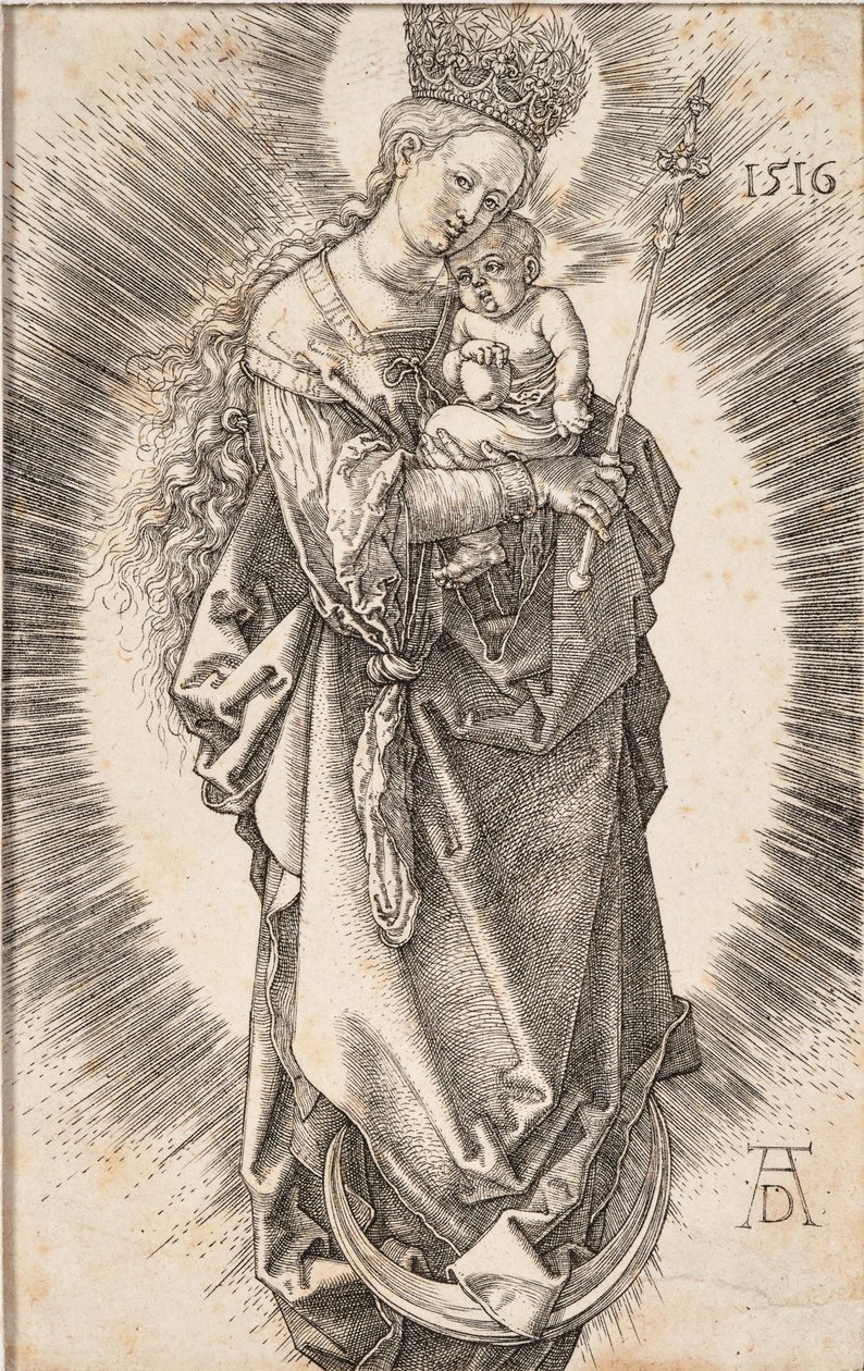 La Virgen con una corona de estrellas y un cetro, 1516 de Albrecht Dürer