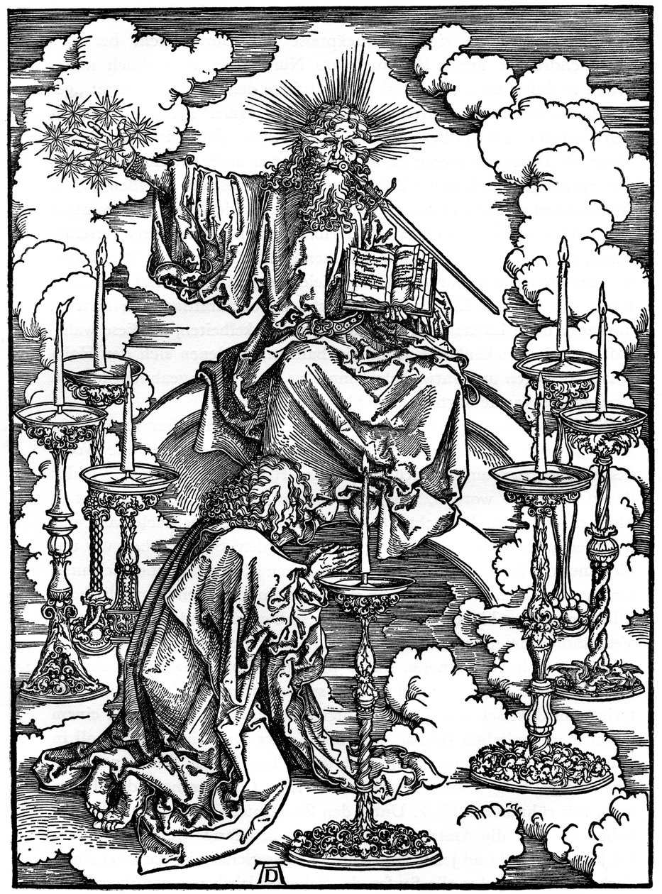La visión de los siete candelabros del Apocalipsis, 1498 de Albrecht Dürer