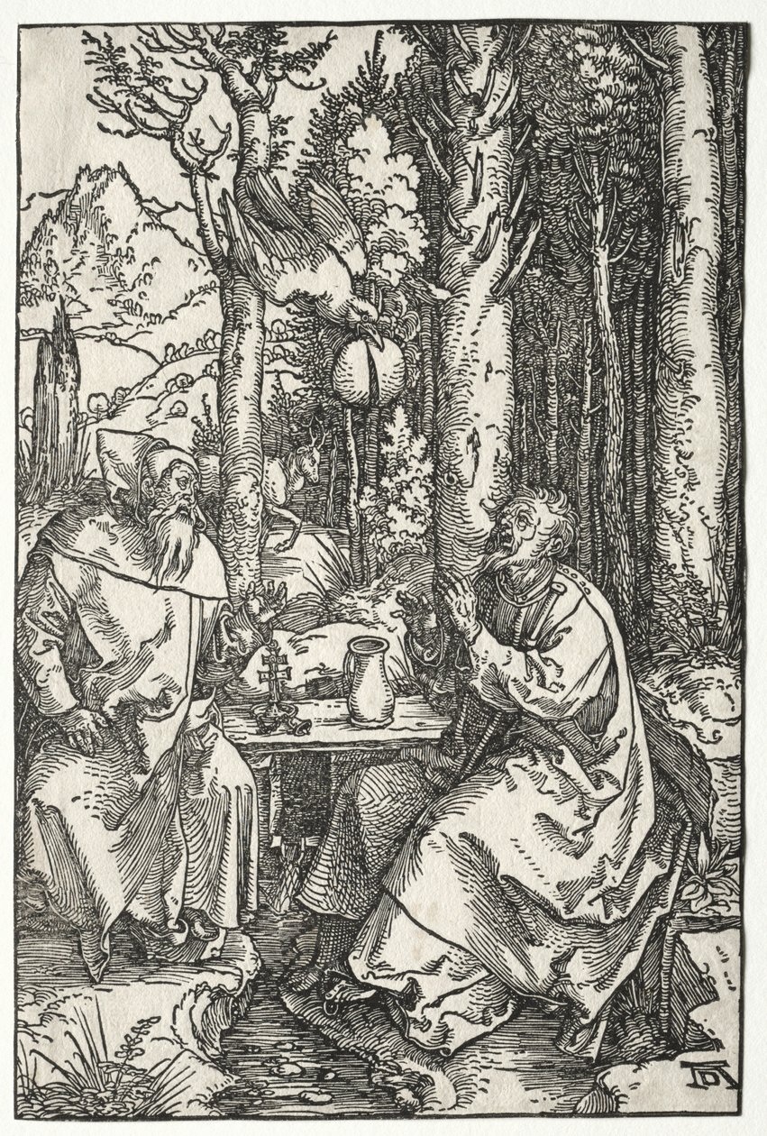 La visita de San Antonio a San Pablo el Ermitaño de Albrecht Dürer