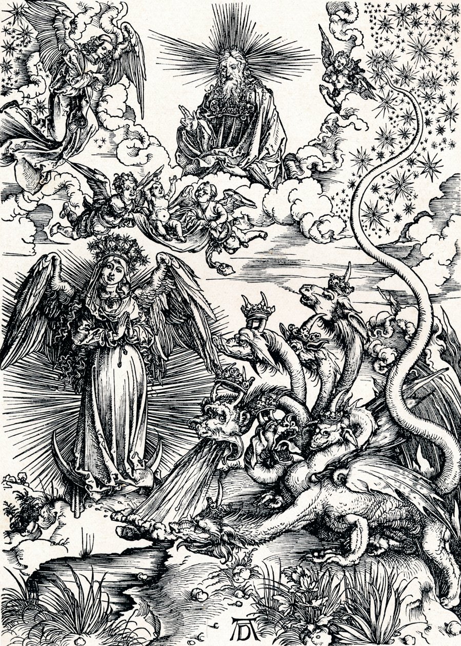 La Mujer Vestida de Sol y el Dragón de Siete Cabezas, 1498 1906 de Albrecht Dürer