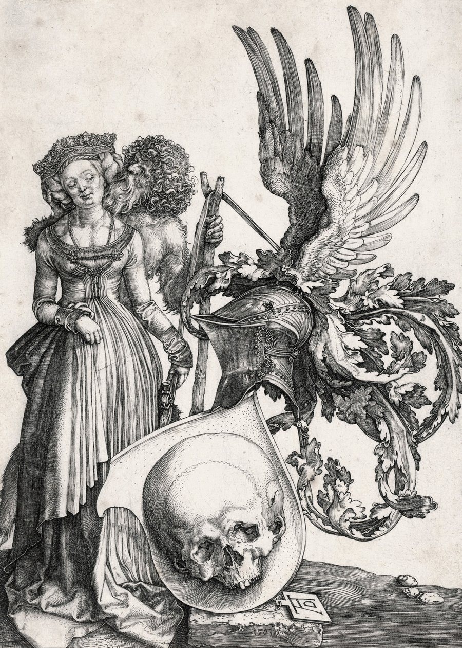 El escudo de armas con la calavera, 1503 de Albrecht Dürer