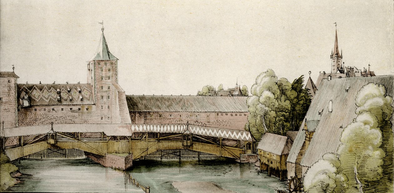 El dique seco en Hallertor en Núremberg de Albrecht Dürer