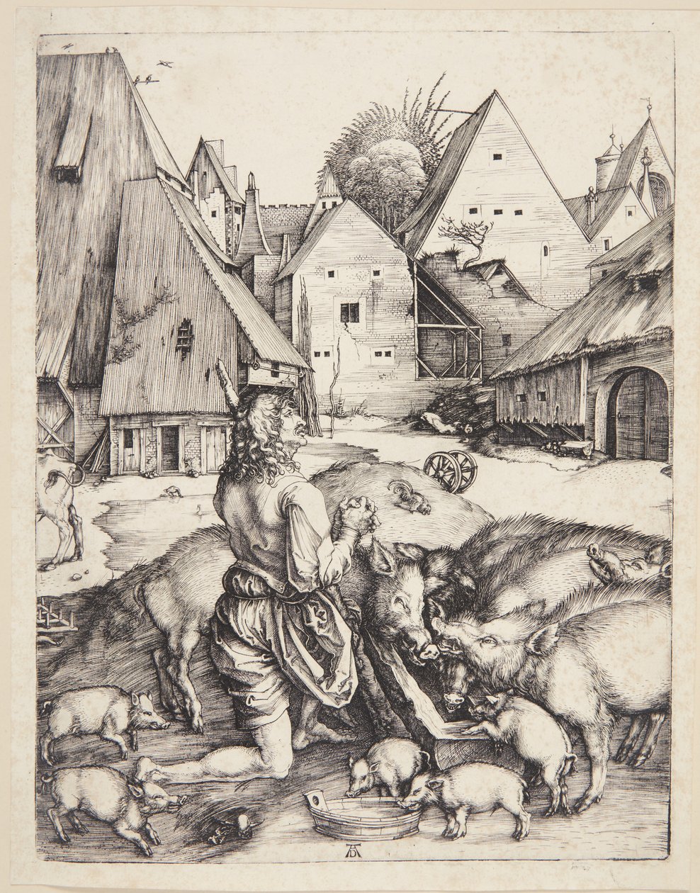El hijo pródigo entre los cerdos de Albrecht Dürer