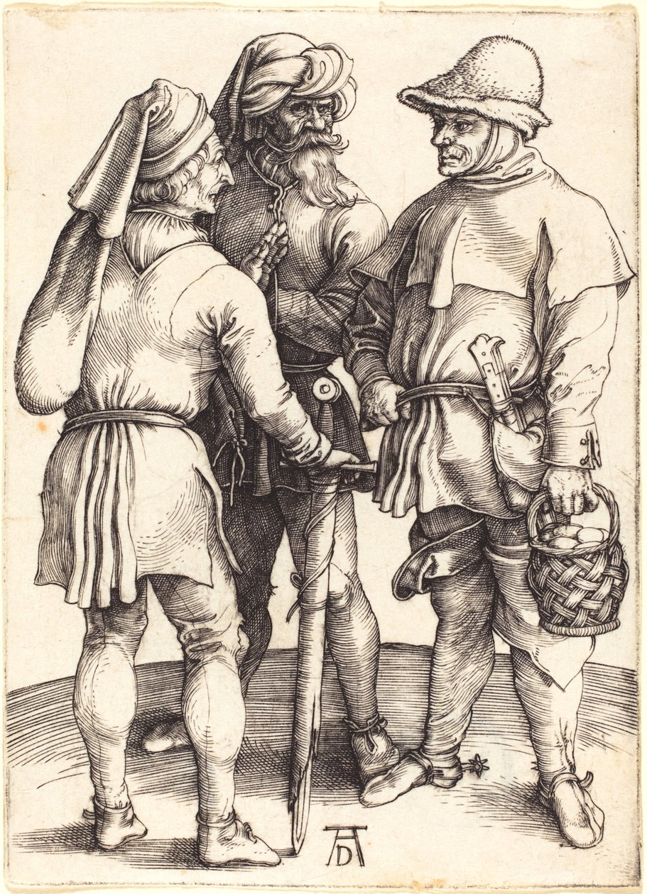Conversación entre tres campesinos de Albrecht Dürer