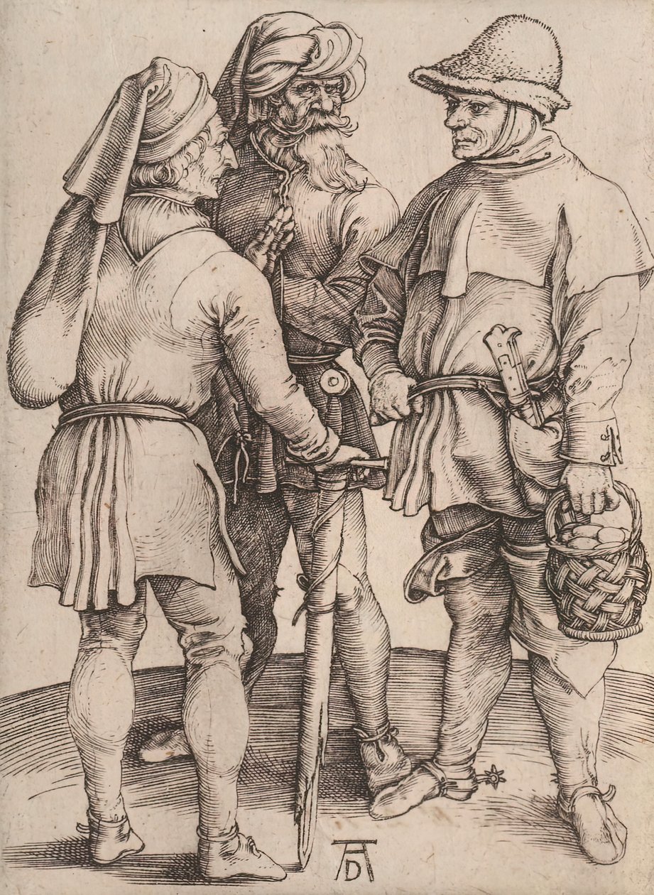Tres campesinos en conversación, 1497-1498 de Albrecht Dürer