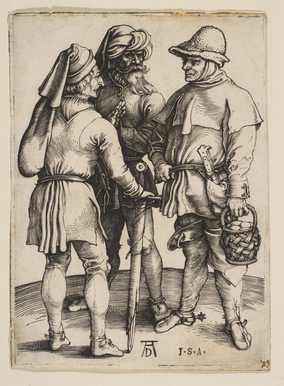 Tres campesinos en conversación, ca. 1497 de Albrecht Dürer