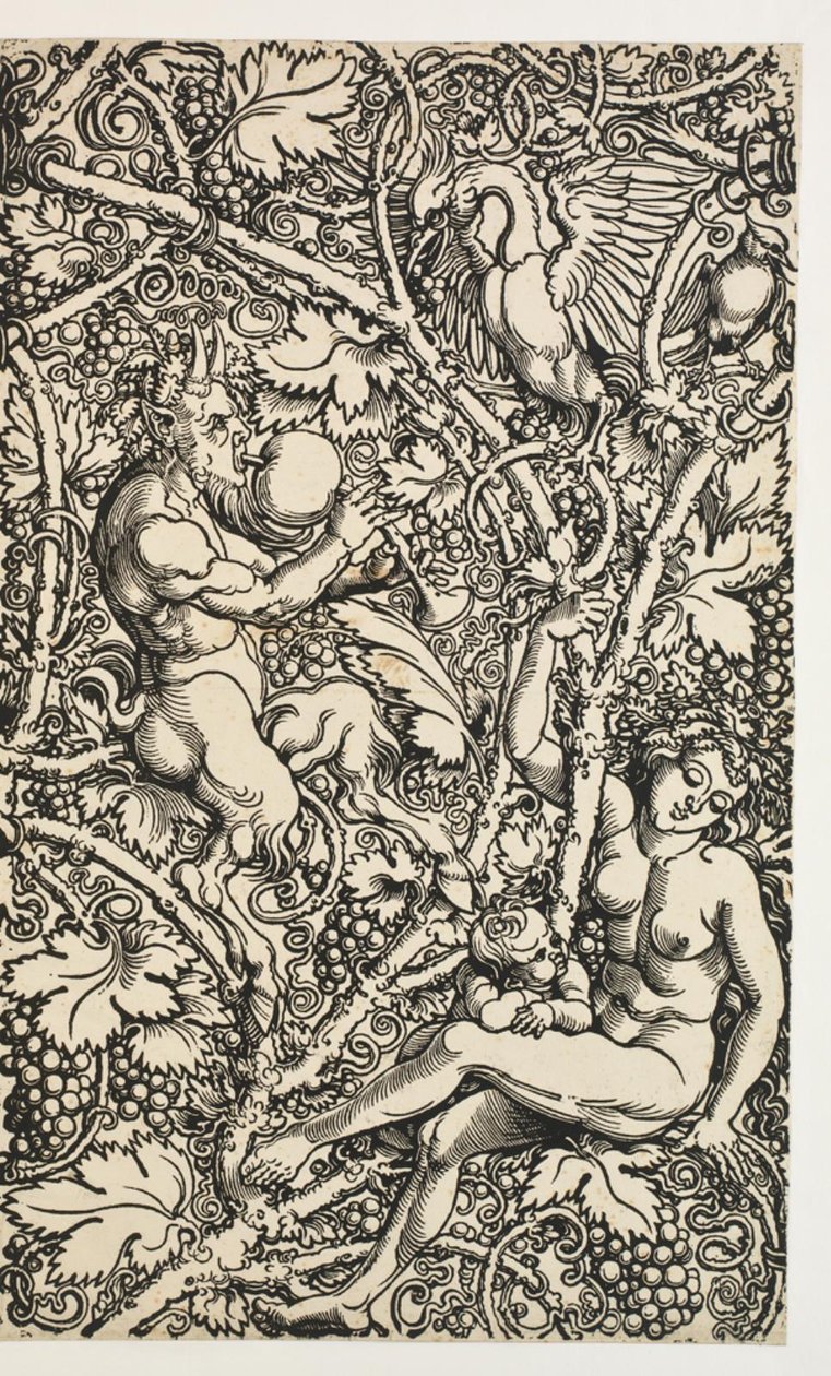 Dos diseños para tapiz con familia de sátiros de Albrecht Dürer