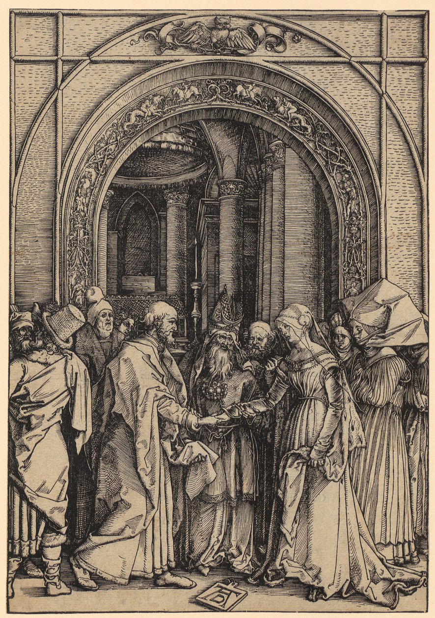 El compromiso de María, lámina 7 de la serie «La vida de María» de Albrecht Dürer