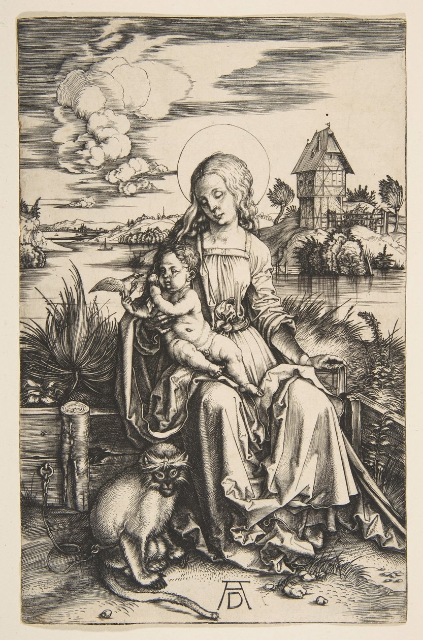 Virgen y Niño con el mono, ca. 1498 de Albrecht Dürer