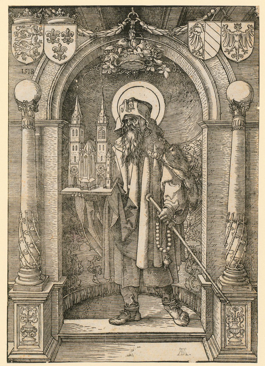 Escudo de Johannes Stabius con corona de laurel de Albrecht Dürer