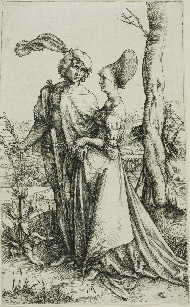 Joven pareja amenazada por la muerte (El paseo) de Albrecht Dürer