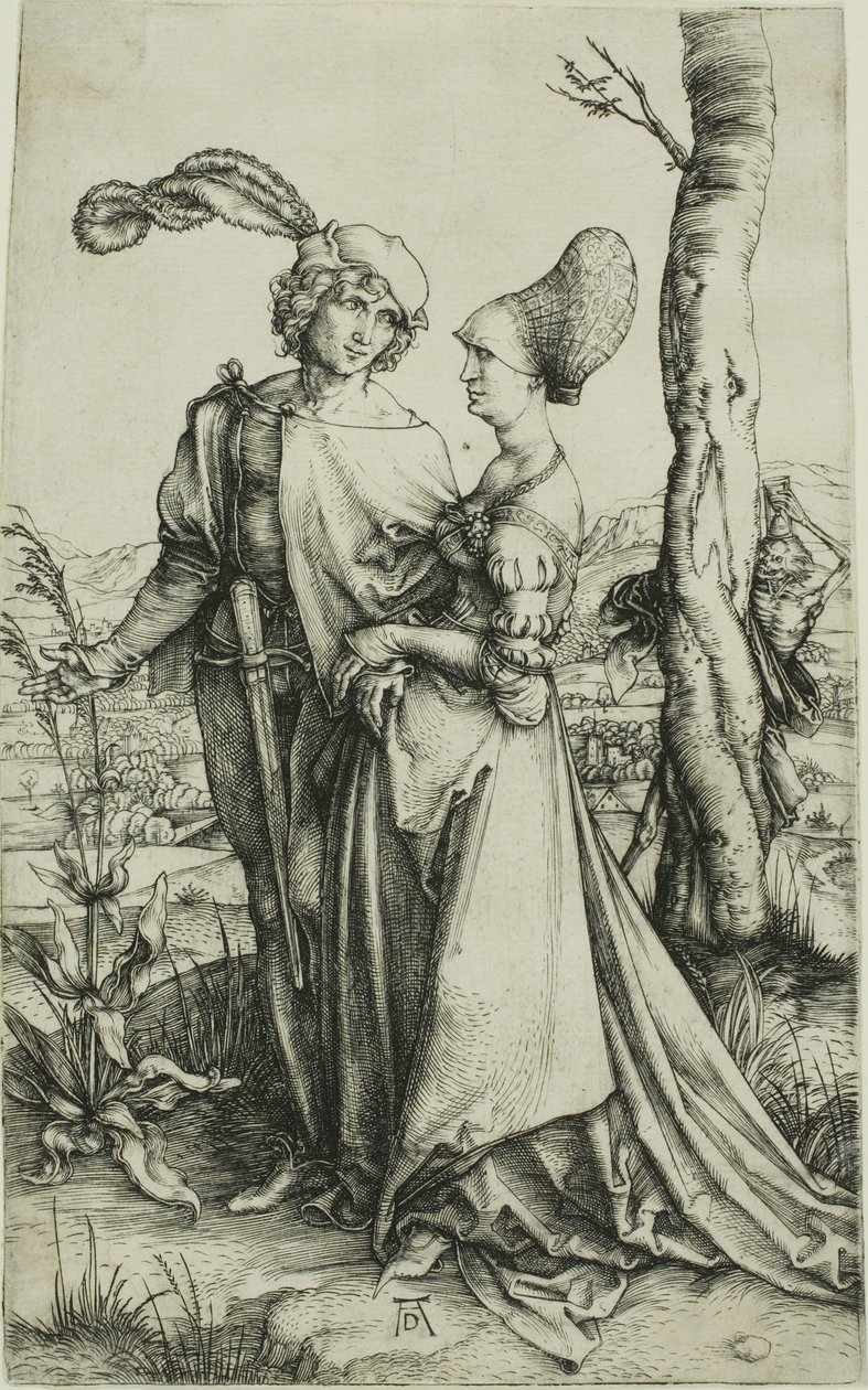 Joven pareja amenazada por la muerte (El paseo) de Albrecht Dürer