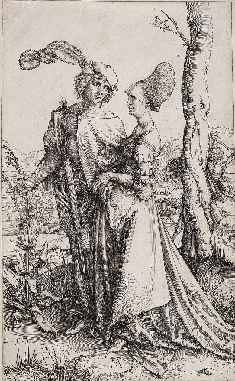 Joven pareja amenazada por la muerte El paseo de Albrecht Dürer