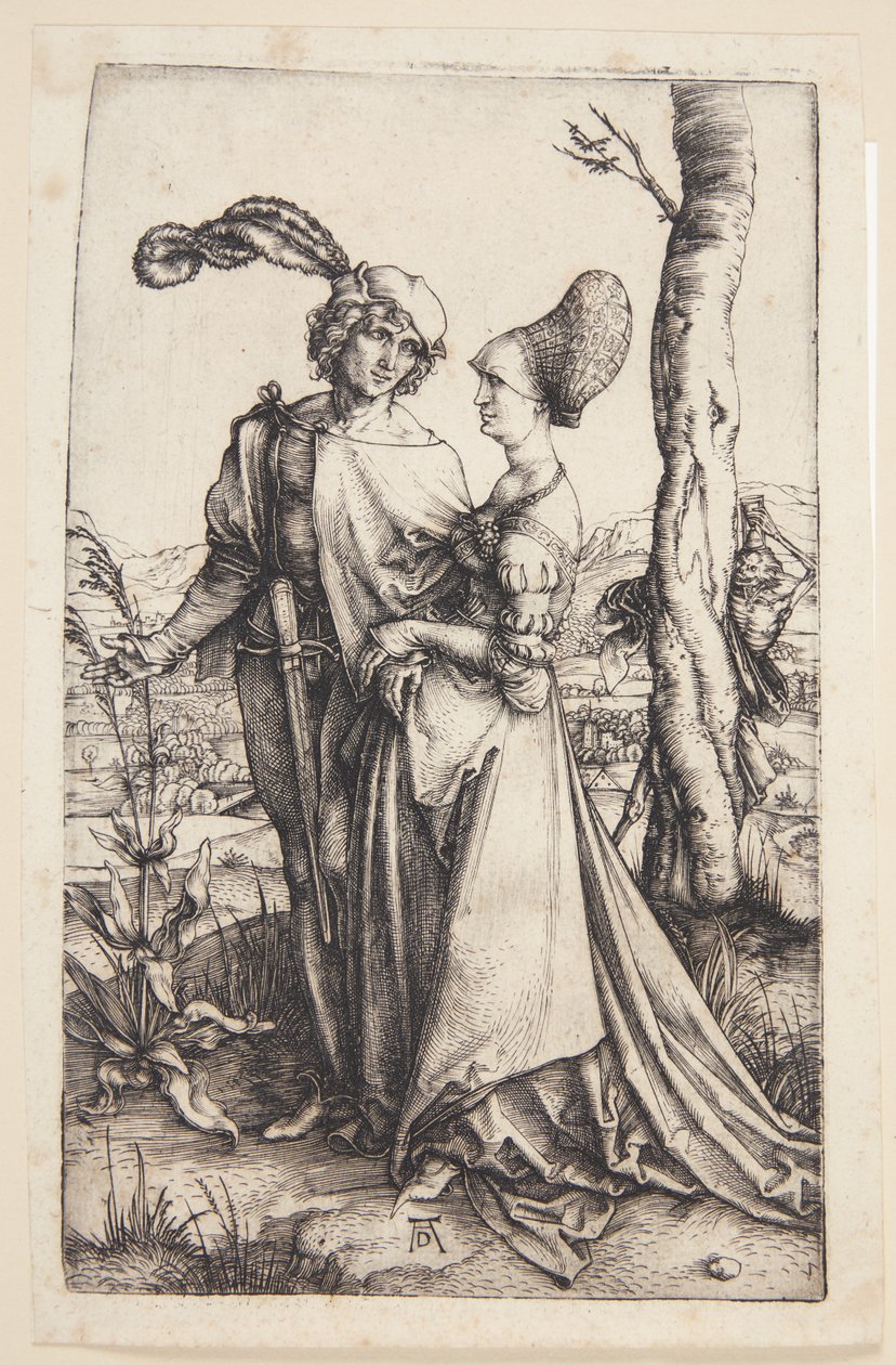 Joven pareja amenazada por la muerte de Albrecht Dürer