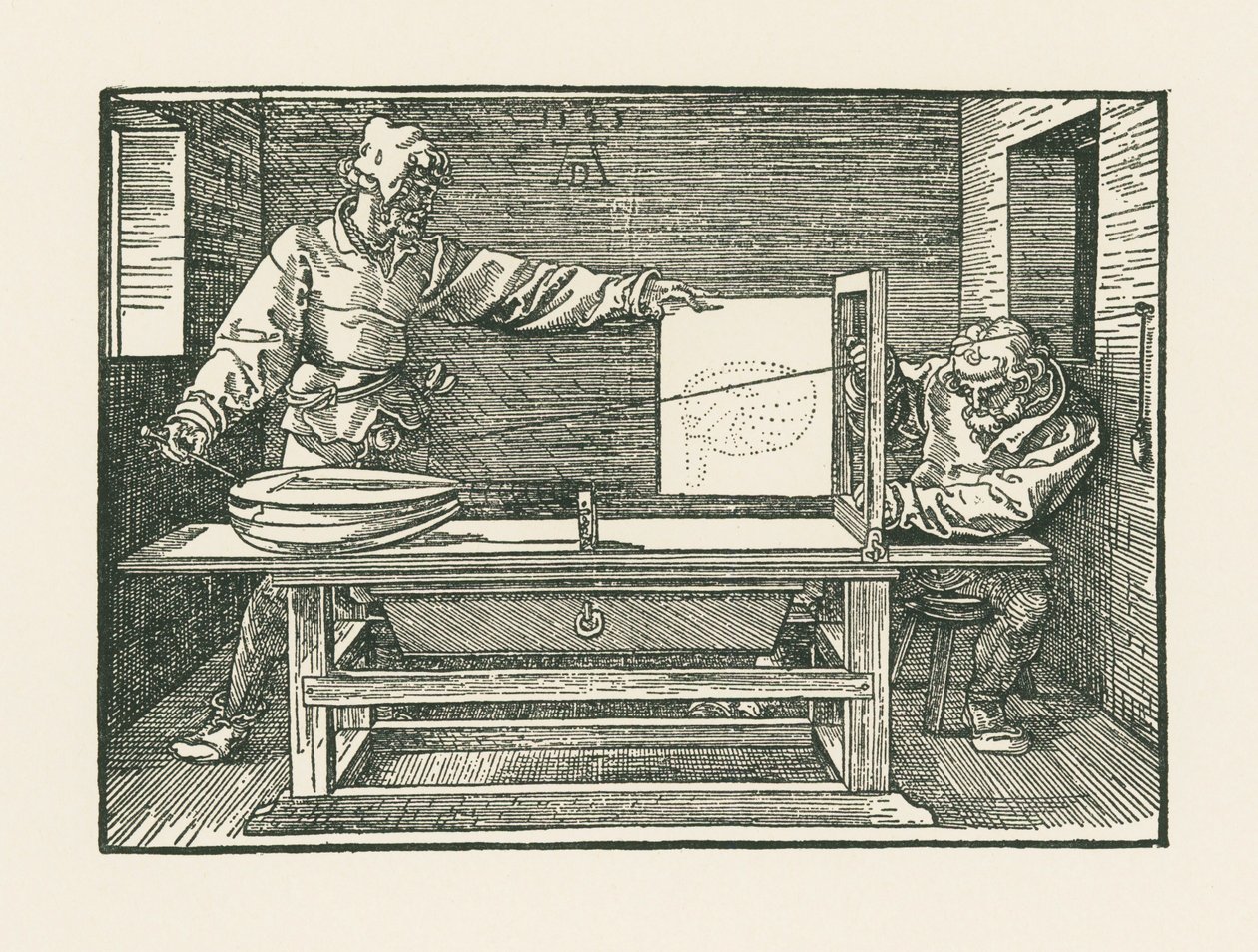 Un hombre dibujando un laúd de Albrecht Dürer or Duerer
