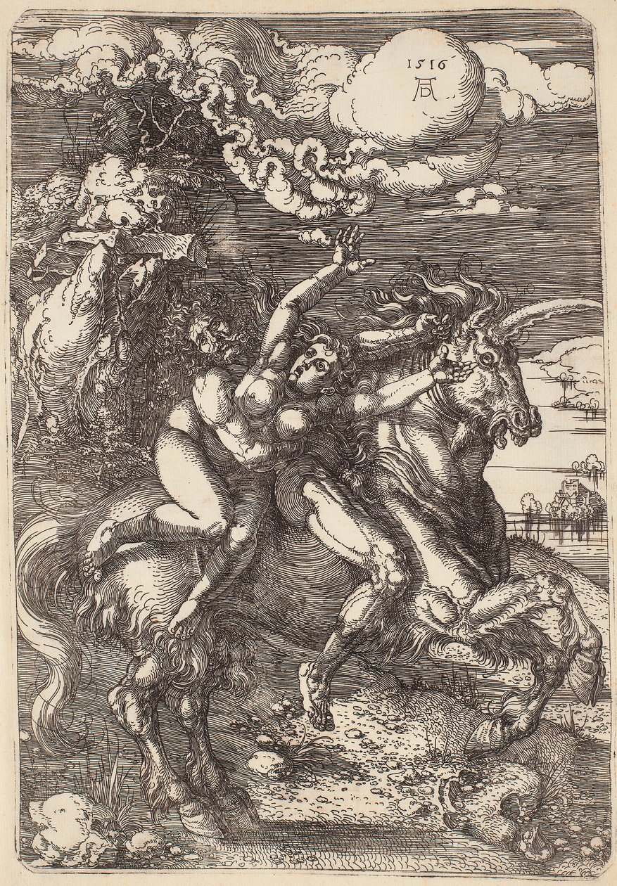 Rapto en un unicornio de Albrecht Dürer