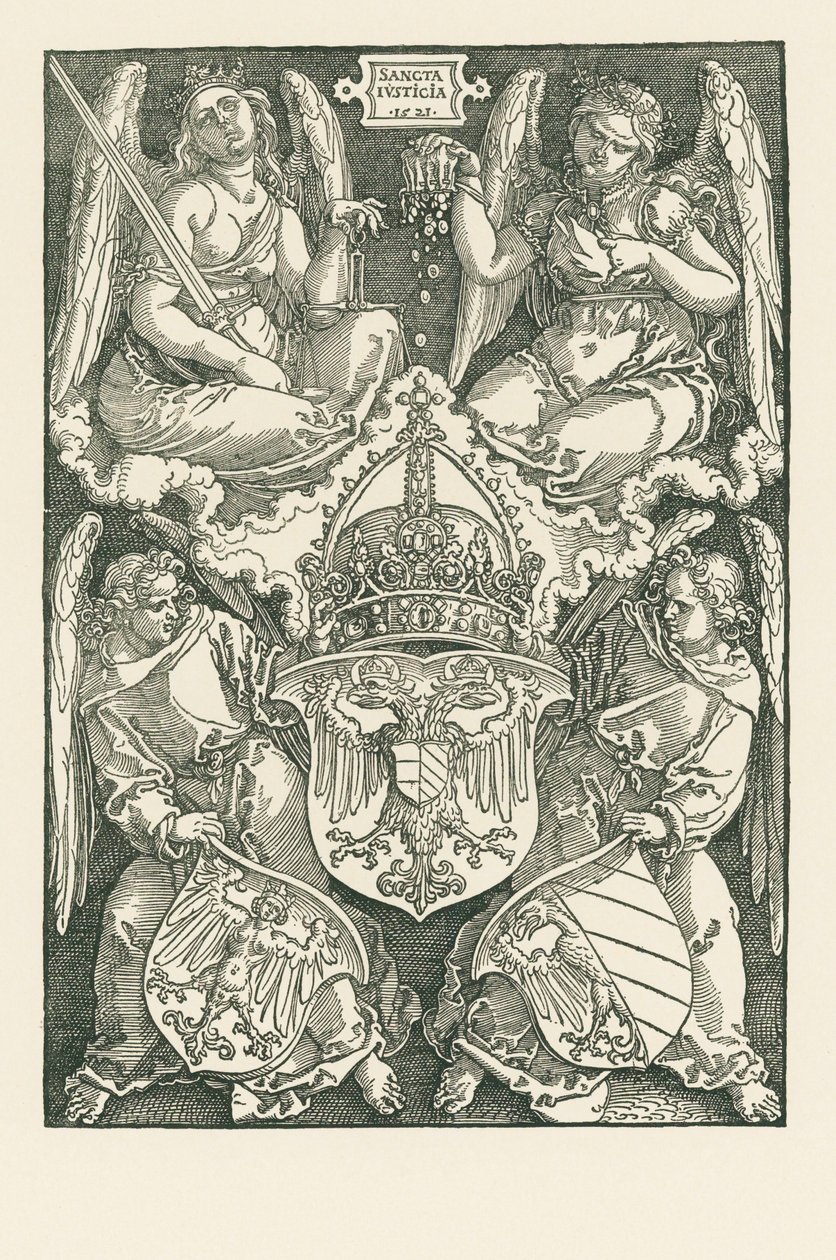 Alegoría con el escudo del Imperio y de la ciudad de Núremberg de Albrecht Dürer or Duerer