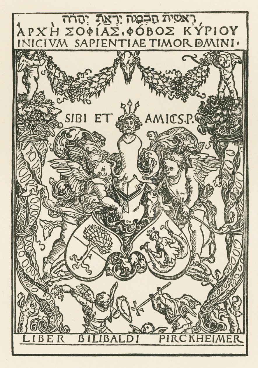 Placa de Willibald Pirckheimer, c.1502 (xilografía) de Albrecht Dürer or Duerer