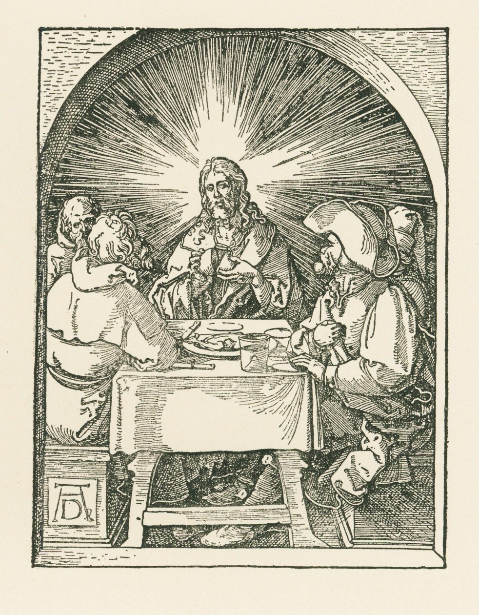 Cristo y los discípulos de Emaús, c.1510 (xilografía) de Albrecht Dürer or Duerer
