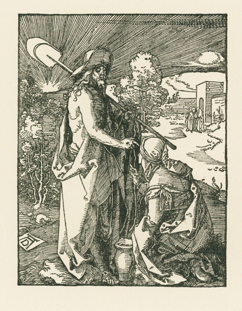Aparición de Cristo a María Magdalena - Noli Me Tangere, c.1510 (xilografía) de Albrecht Dürer or Duerer
