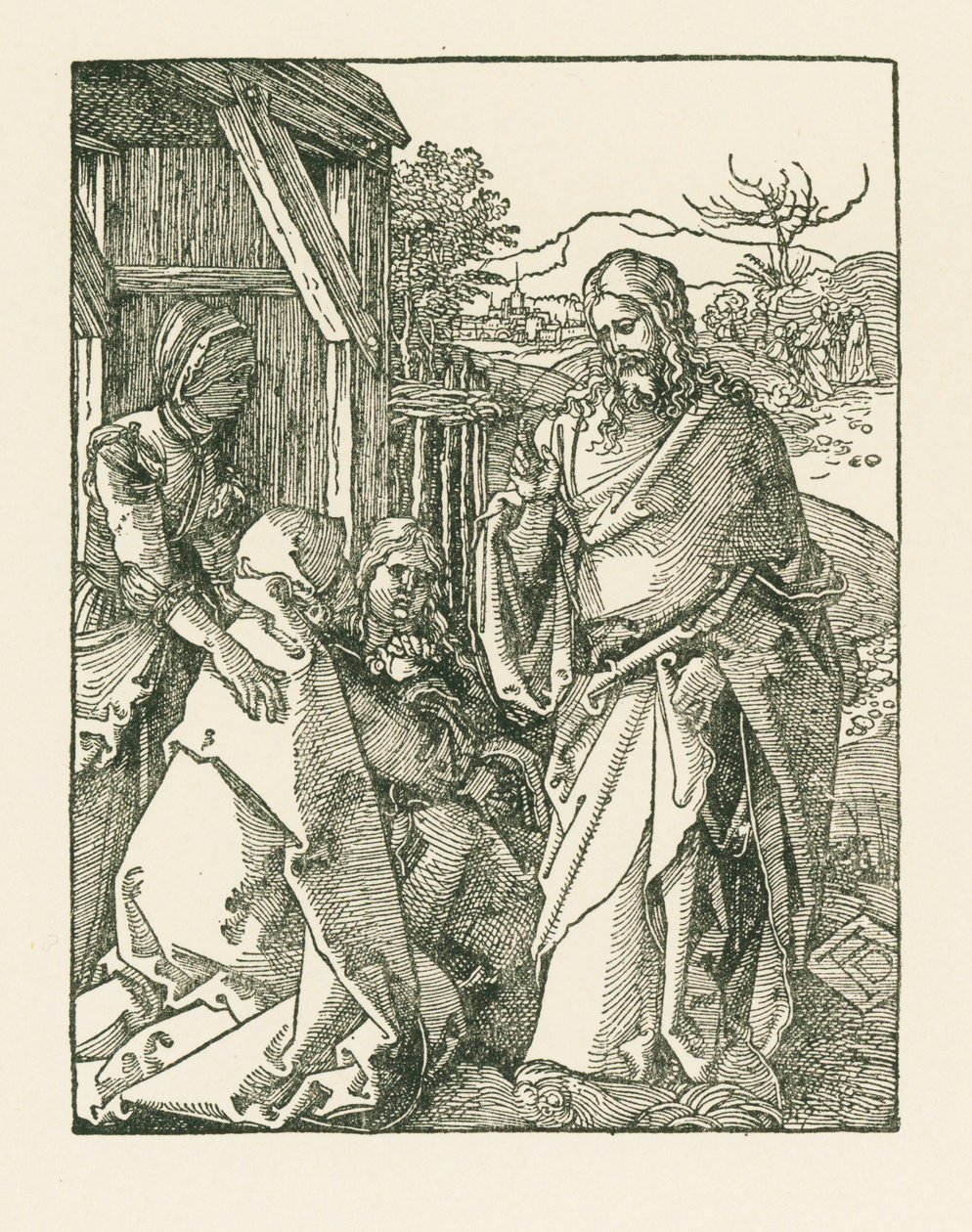 Cristo despidiéndose de su Madre, c.1508-09 (xilografía) de Albrecht Dürer or Duerer