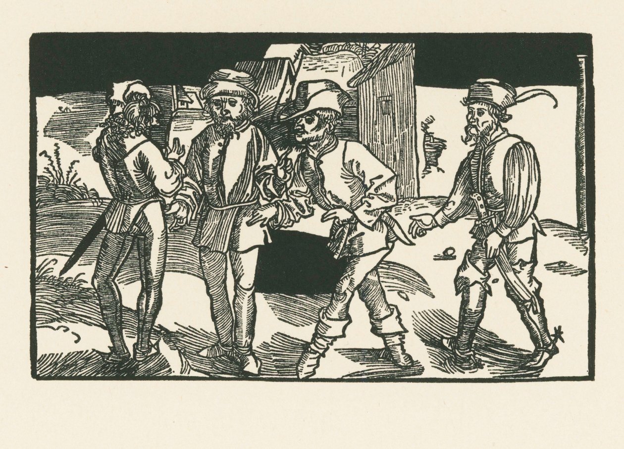 Clitipho, Menedemus, Chremes und Syrus, c.1492-93 (xilografía) de Albrecht Dürer or Duerer