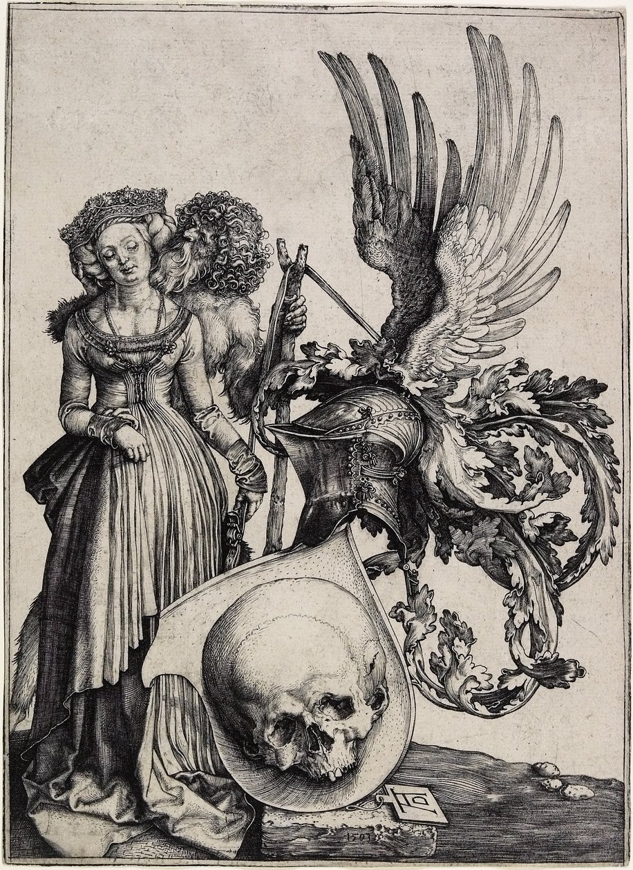 Escudo de armas con una calavera, c. 1503 de Albrecht Dürer