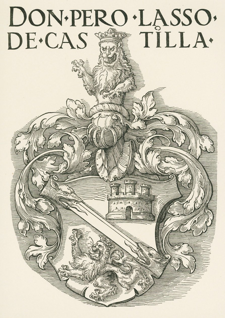 Escudo de Don Pedro Lasso de Castilla, c.1530 (xilografía) de Albrecht Dürer or Duerer
