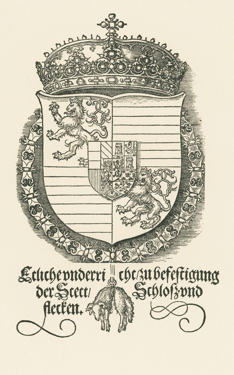 Escudo de Fernando I, rey de Bohemia y Hungría de Albrecht Dürer or Duerer
