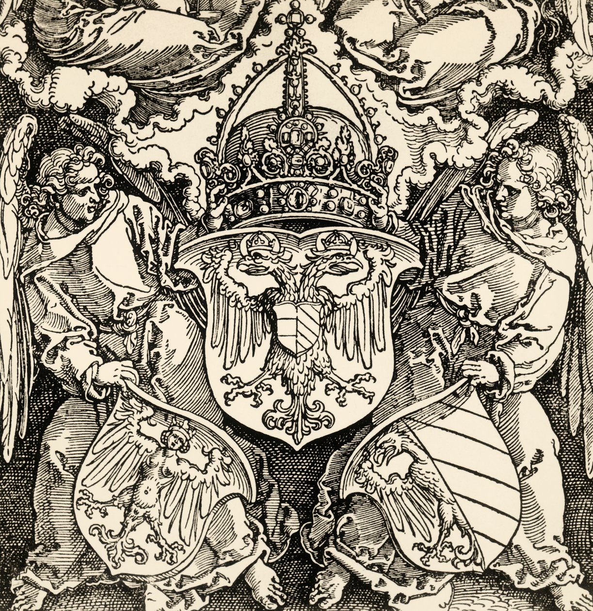 Escudo de armas del imperio germánico, por Albrecht Durer, grabado, Alemania de Albrecht Dürer